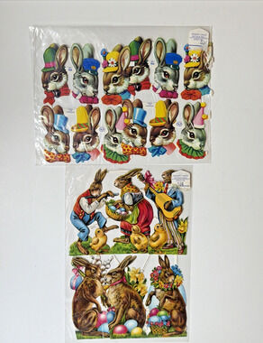 Vintage Easter Bunny Die Cut Scrap Lot Germany England Embossed Decor